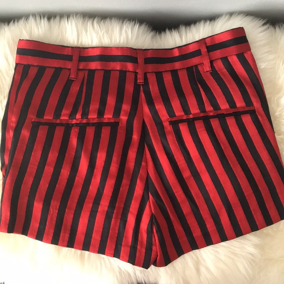 Red and black striped silk satin shorts - Picture 2 of 6